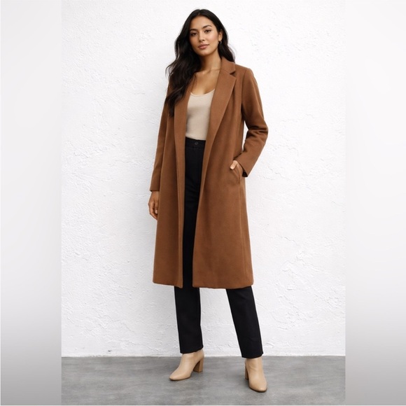 Zara Jackets & Blazers - Zara Women's Camel Coat Open Front Lapel Collar - Large